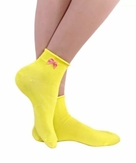 Къси памучни чорапи без ластик Yellow